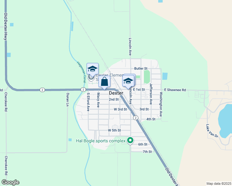 map of restaurants, bars, coffee shops, grocery stores, and more near in Dexter