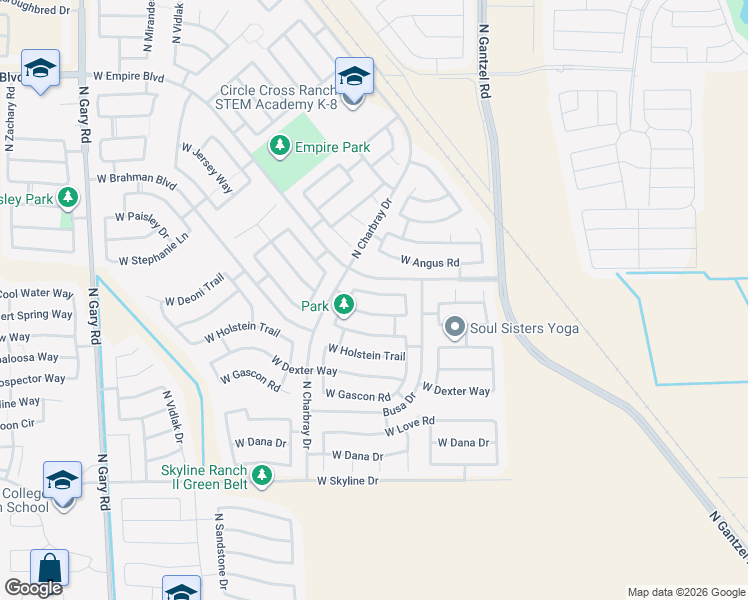 map of restaurants, bars, coffee shops, grocery stores, and more near 346 West Hereford Drive in Queen Creek
