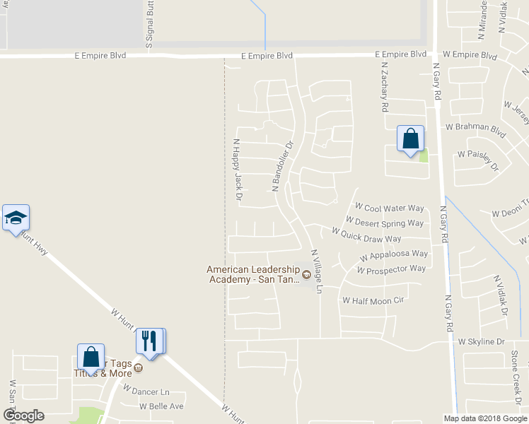 map of restaurants, bars, coffee shops, grocery stores, and more near 2507 W Desert Springs Way in Queen Creek