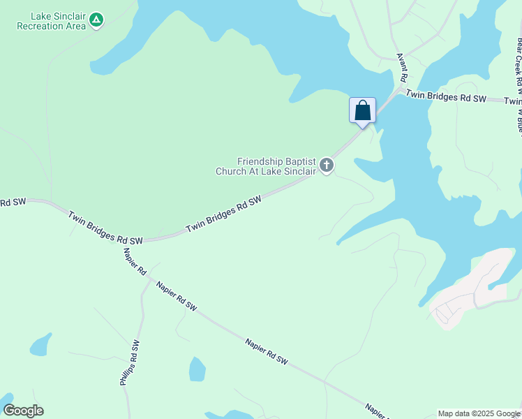 map of restaurants, bars, coffee shops, grocery stores, and more near 651 Twin Bridges Road Southwest in Eatonton