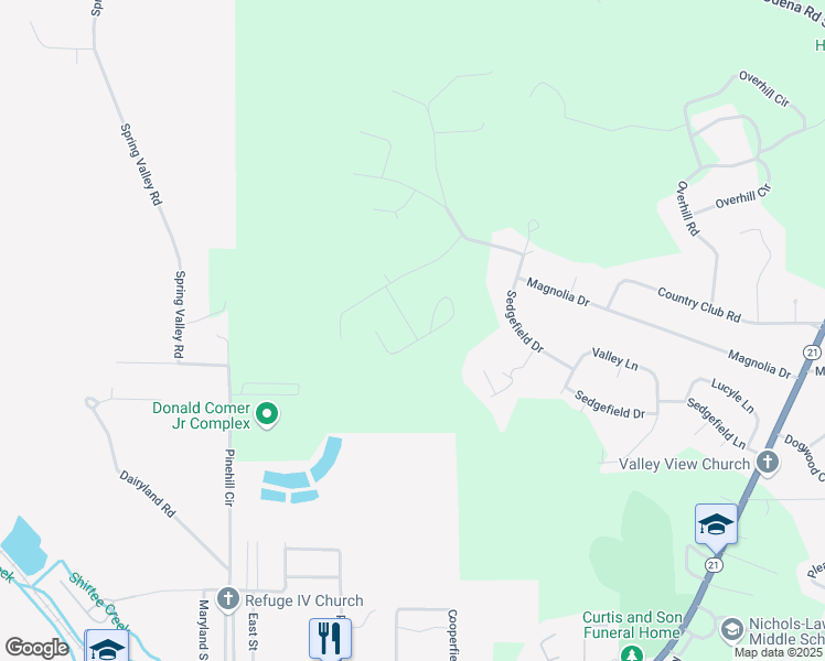 map of restaurants, bars, coffee shops, grocery stores, and more near 10 Ashley Oaks Lane in Sylacauga