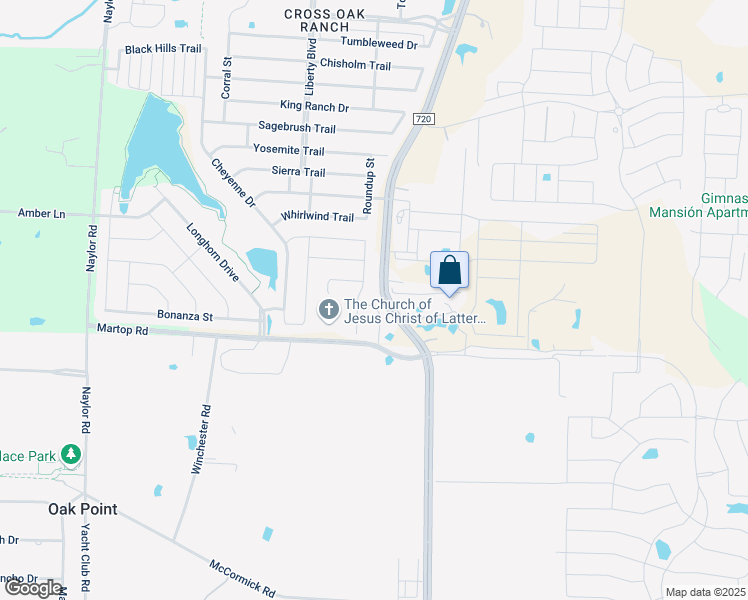 map of restaurants, bars, coffee shops, grocery stores, and more near 1505 Silver Lane in Aubrey