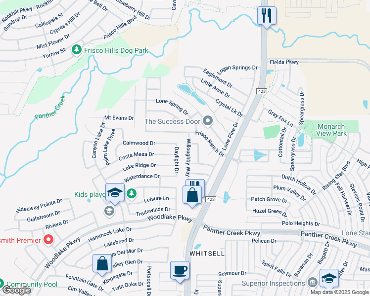 map of restaurants, bars, coffee shops, grocery stores, and more near 2761 Calmwood Drive in Little Elm