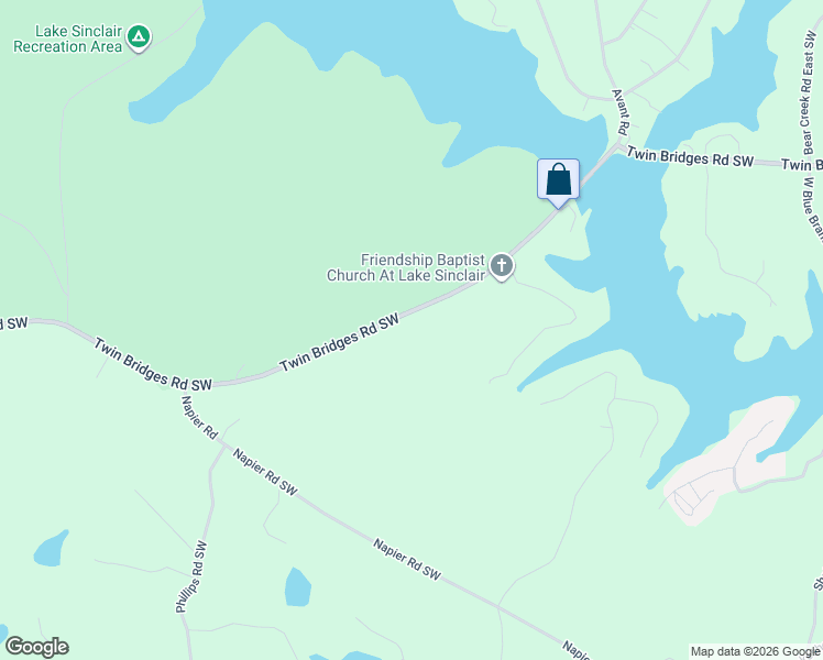 map of restaurants, bars, coffee shops, grocery stores, and more near 649 Twin Bridges Road Southwest in Eatonton