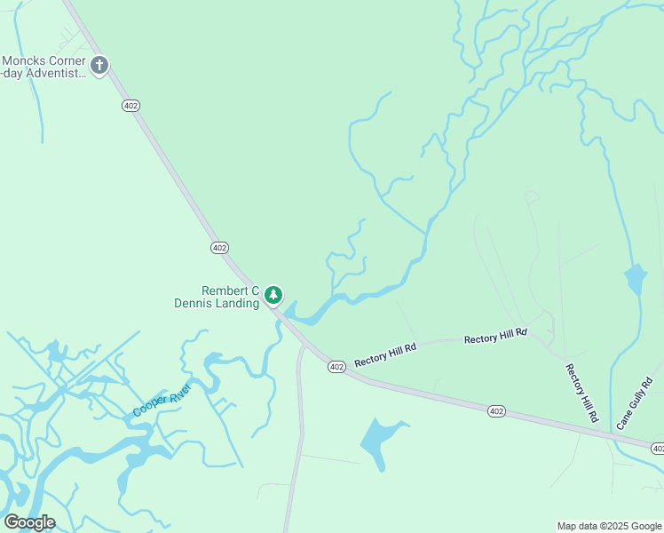 map of restaurants, bars, coffee shops, grocery stores, and more near 1432 South Carolina 402 in Moncks Corner