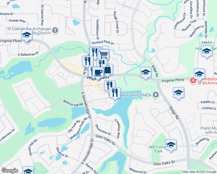 map of restaurants, bars, coffee shops, grocery stores, and more near 351 Adriatic Parkway in McKinney