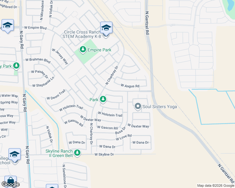 map of restaurants, bars, coffee shops, grocery stores, and more near 346 West Hereford Drive in Queen Creek
