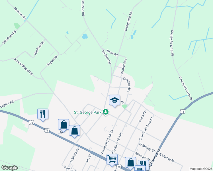 map of restaurants, bars, coffee shops, grocery stores, and more near 103 Sharon Lane in Saint George