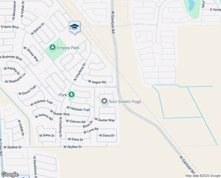map of restaurants, bars, coffee shops, grocery stores, and more near 35090 Karan Swiss Circle in San Tan Valley