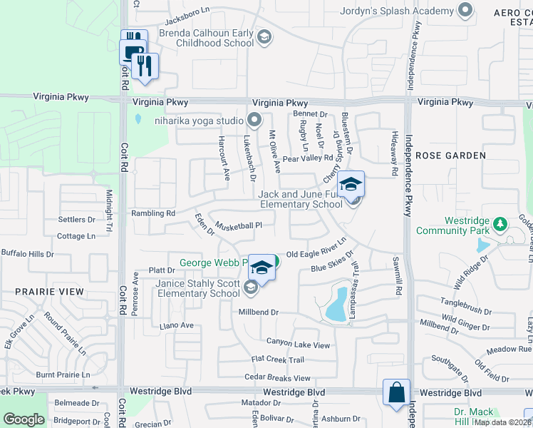 map of restaurants, bars, coffee shops, grocery stores, and more near 10405 Jackson Hole Lane in McKinney