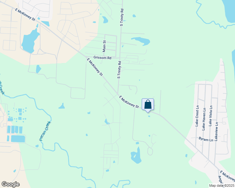 map of restaurants, bars, coffee shops, grocery stores, and more near 7801 East McKinney Street in Denton