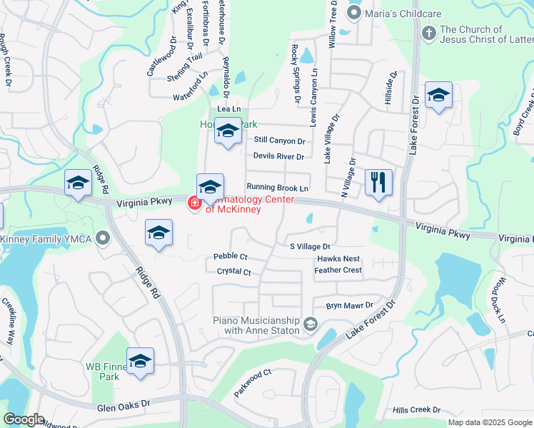 map of restaurants, bars, coffee shops, grocery stores, and more near Crutcher Crossing in McKinney