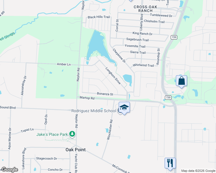 map of restaurants, bars, coffee shops, grocery stores, and more near 8321 Spitfire Trail in Aubrey