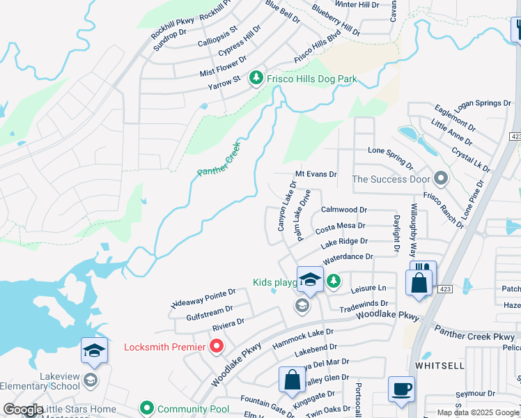 map of restaurants, bars, coffee shops, grocery stores, and more near 3448 Bluewater Drive in Little Elm