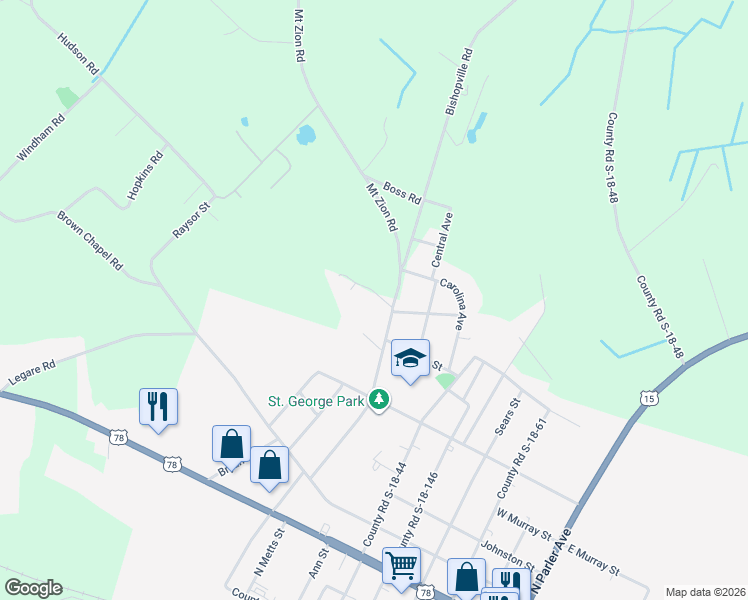 map of restaurants, bars, coffee shops, grocery stores, and more near 103 Sharon Lane in Saint George