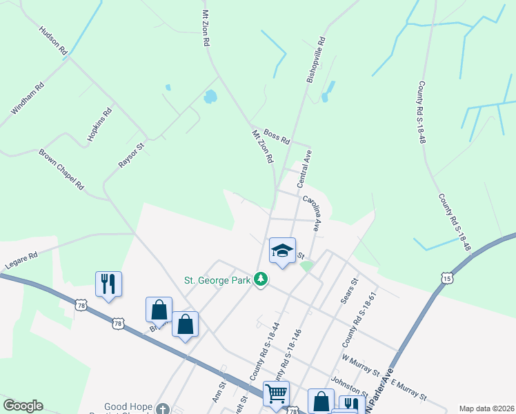 map of restaurants, bars, coffee shops, grocery stores, and more near 103 Sharon Lane in Saint George
