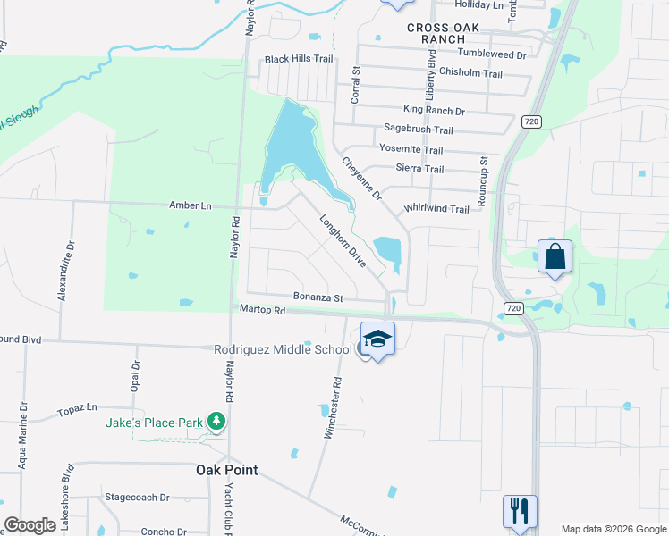 map of restaurants, bars, coffee shops, grocery stores, and more near 8321 Spitfire Trail in Aubrey