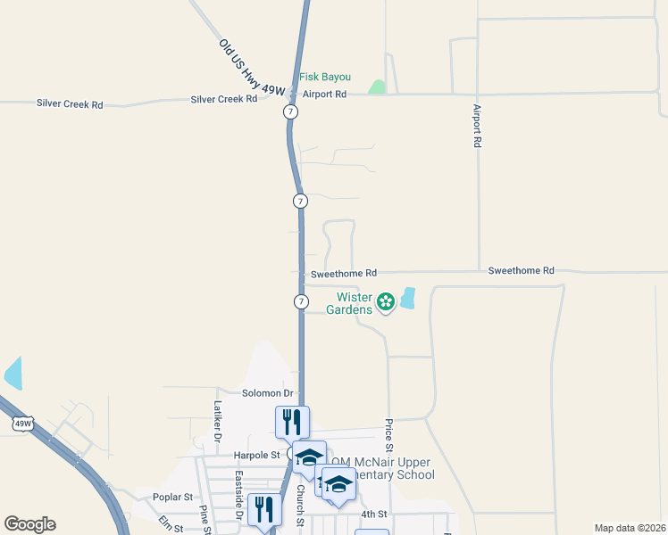 map of restaurants, bars, coffee shops, grocery stores, and more near 105 Sweethome Road in Belzoni