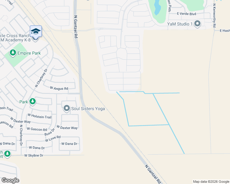 map of restaurants, bars, coffee shops, grocery stores, and more near 357 East Las Puertas Lane in Queen Creek