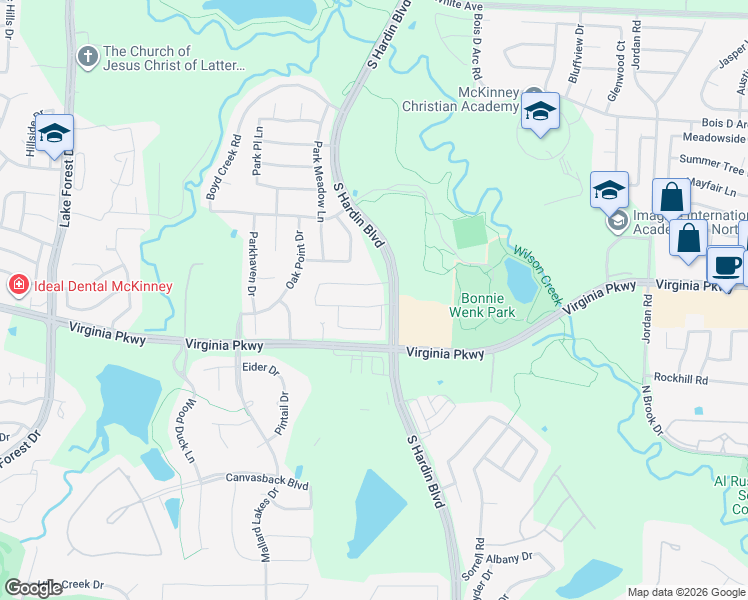 map of restaurants, bars, coffee shops, grocery stores, and more near 190 Salida Way in McKinney