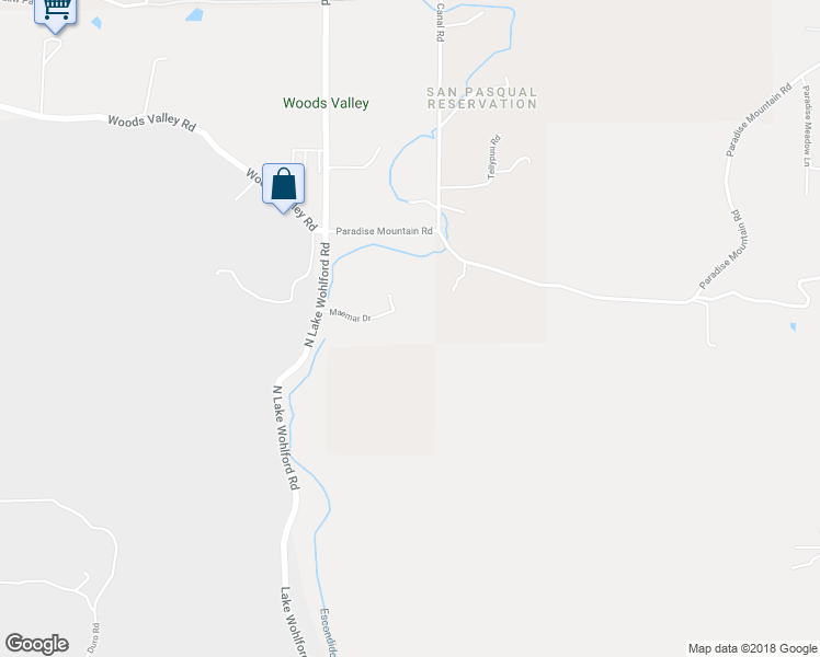 map of restaurants, bars, coffee shops, grocery stores, and more near 16691 Maemar Drive in Valley Center