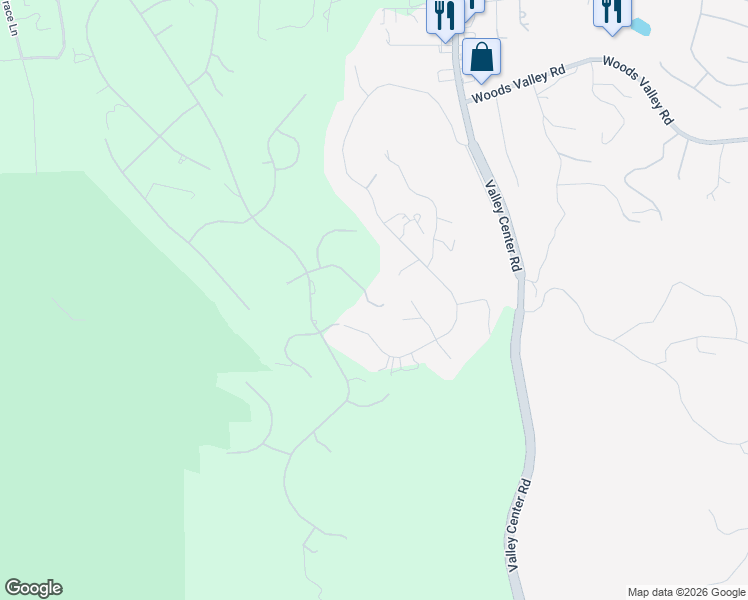 map of restaurants, bars, coffee shops, grocery stores, and more near 13140 Bridlewood Lane in Valley Center