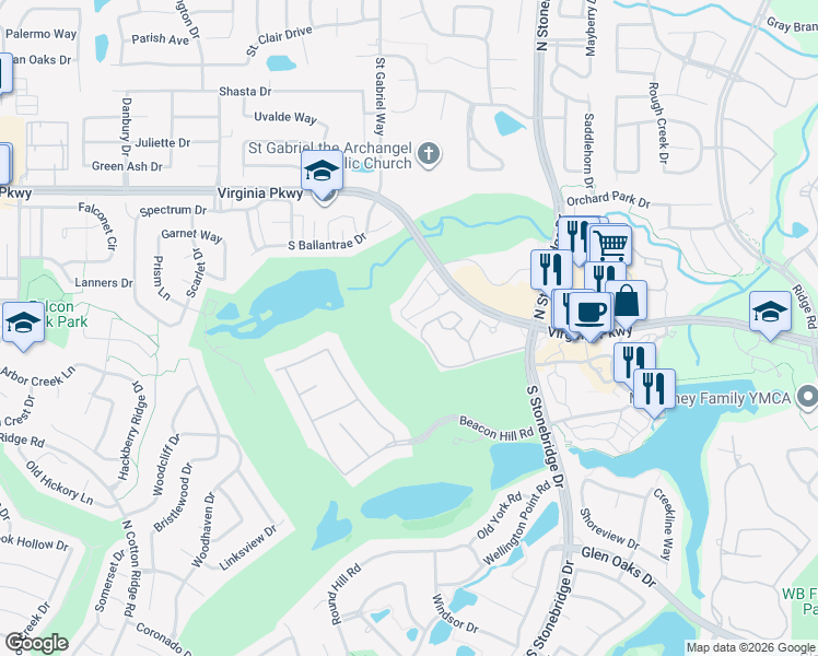 map of restaurants, bars, coffee shops, grocery stores, and more near 608 Mozart Way in McKinney