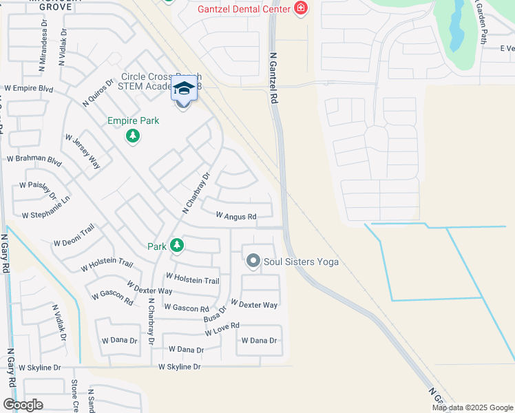 map of restaurants, bars, coffee shops, grocery stores, and more near 95 West Santa Gertrudis Trail in San Tan Valley