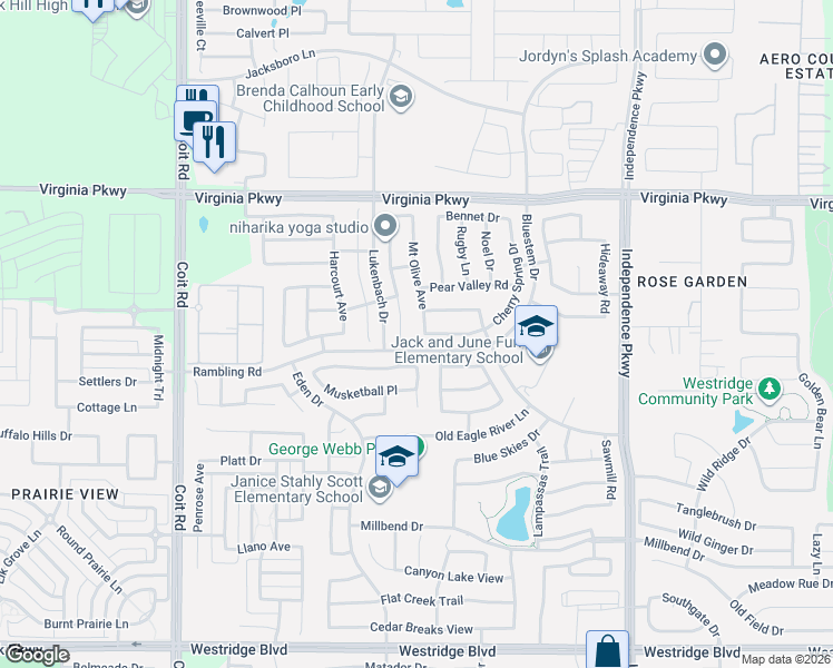 map of restaurants, bars, coffee shops, grocery stores, and more near 509 Rocky Pine Road in McKinney