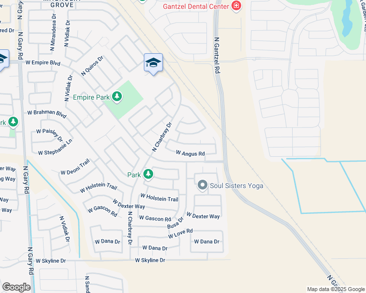 map of restaurants, bars, coffee shops, grocery stores, and more near 225 West Santa Gertrudis Trail in San Tan Valley