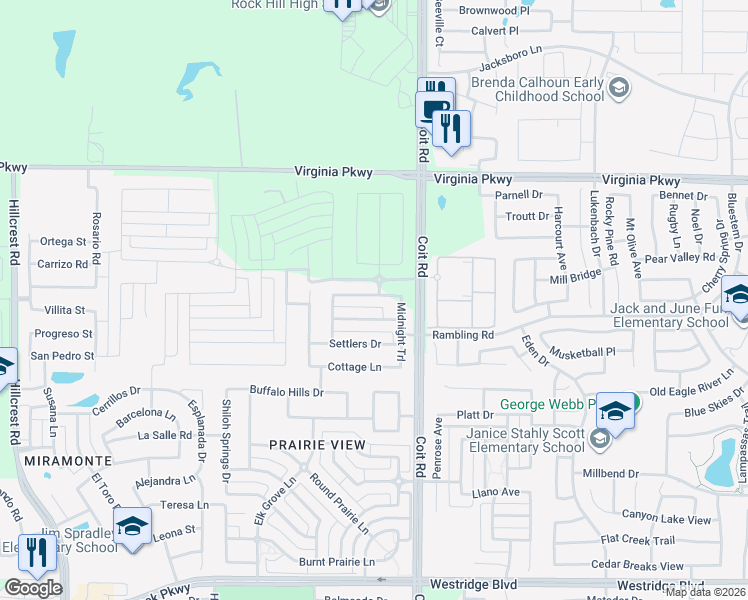 map of restaurants, bars, coffee shops, grocery stores, and more near 12522 Dove Chase Lane in Frisco