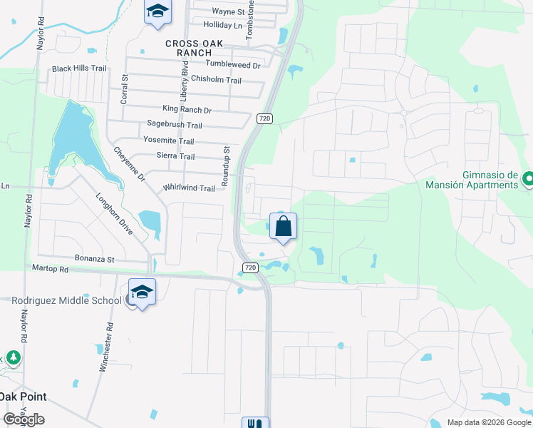 map of restaurants, bars, coffee shops, grocery stores, and more near 3407 West Fm 720 in Little Elm
