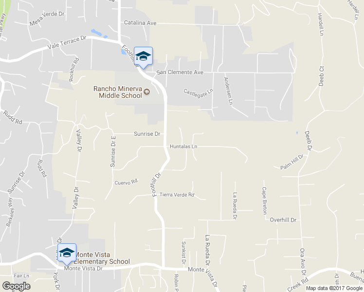 map of restaurants, bars, coffee shops, grocery stores, and more near Huntalas Lane in Vista