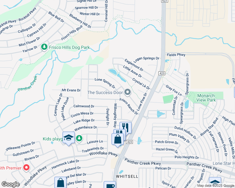 map of restaurants, bars, coffee shops, grocery stores, and more near 14713 Lone Spring Drive in Little Elm