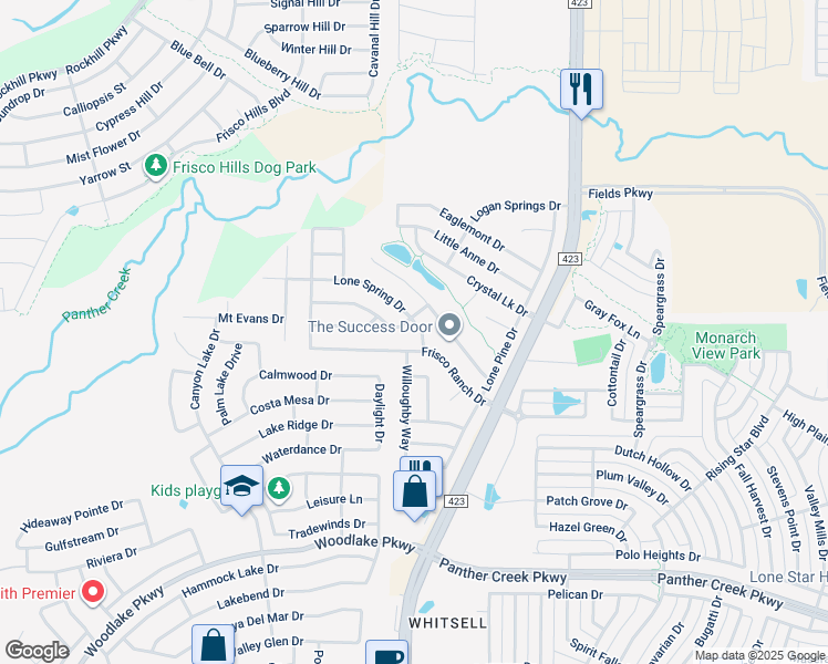 map of restaurants, bars, coffee shops, grocery stores, and more near 14713 Lone Spring Dr in Little Elm