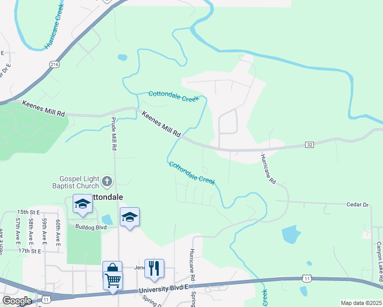 map of restaurants, bars, coffee shops, grocery stores, and more near 7005 Keenes Mill Road in Cottondale
