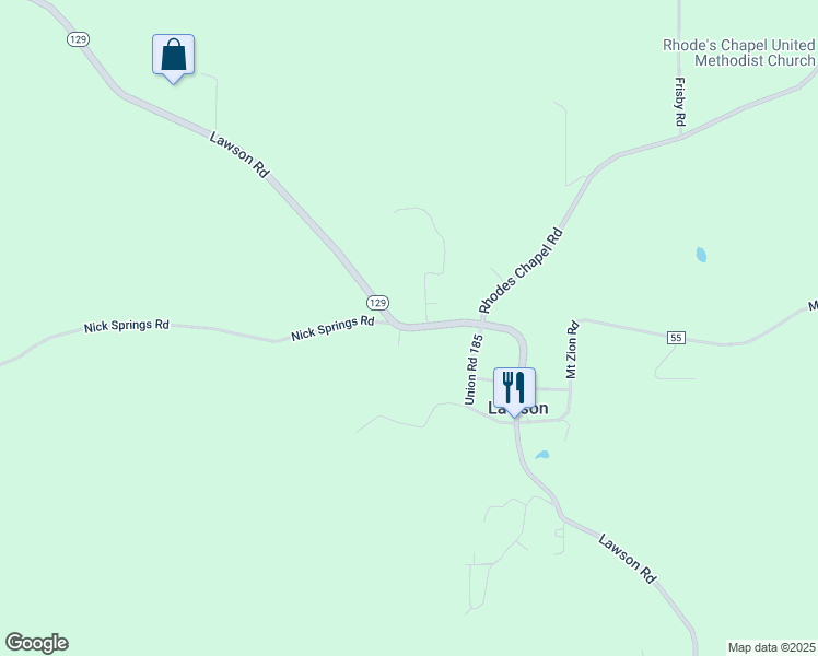 map of restaurants, bars, coffee shops, grocery stores, and more near Lawson Road in El Dorado