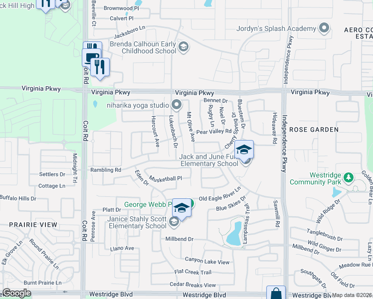 map of restaurants, bars, coffee shops, grocery stores, and more near 509 Rocky Pine Road in McKinney