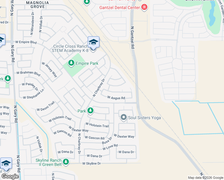 map of restaurants, bars, coffee shops, grocery stores, and more near 226 West Santa Gertrudis Trail in San Tan Valley