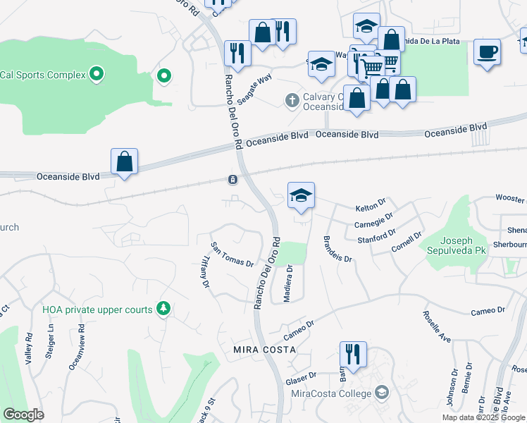 map of restaurants, bars, coffee shops, grocery stores, and more near 908 Sea Cliff Way in Oceanside