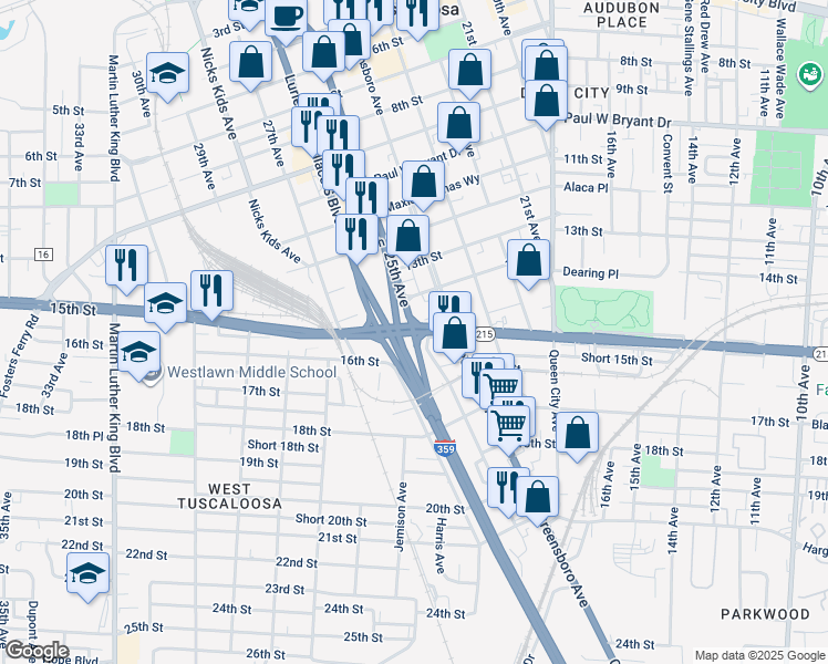 map of restaurants, bars, coffee shops, grocery stores, and more near in 