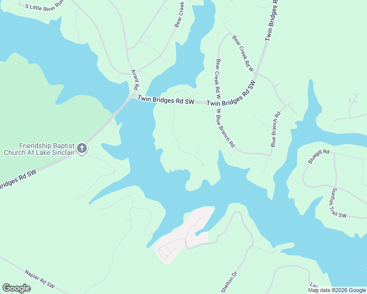 map of restaurants, bars, coffee shops, grocery stores, and more near 120B Tanglewood Road Southwest in Eatonton