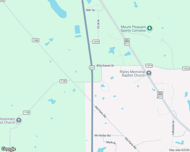 map of restaurants, bars, coffee shops, grocery stores, and more near 201 County Road 1135 in Mount Pleasant