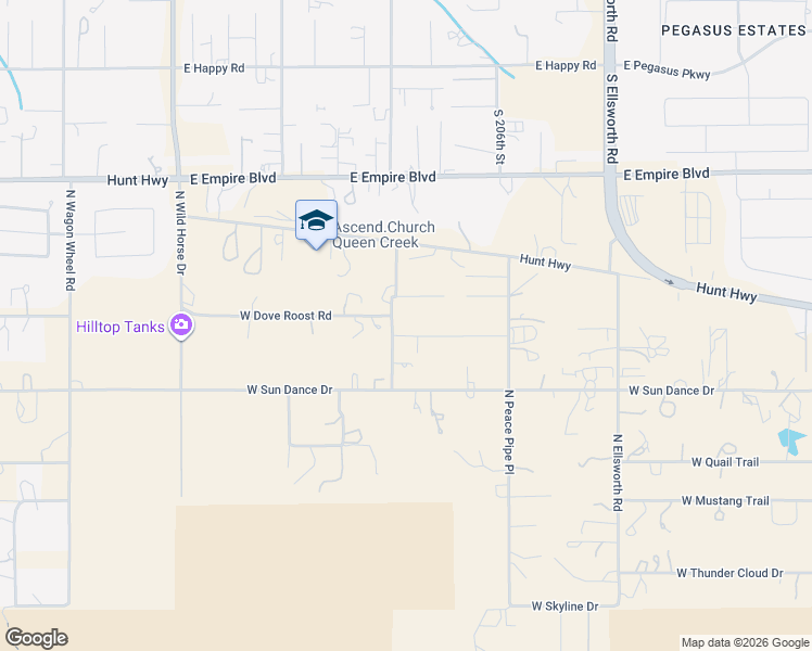 map of restaurants, bars, coffee shops, grocery stores, and more near 7081 West Hombre Road in San Tan Valley