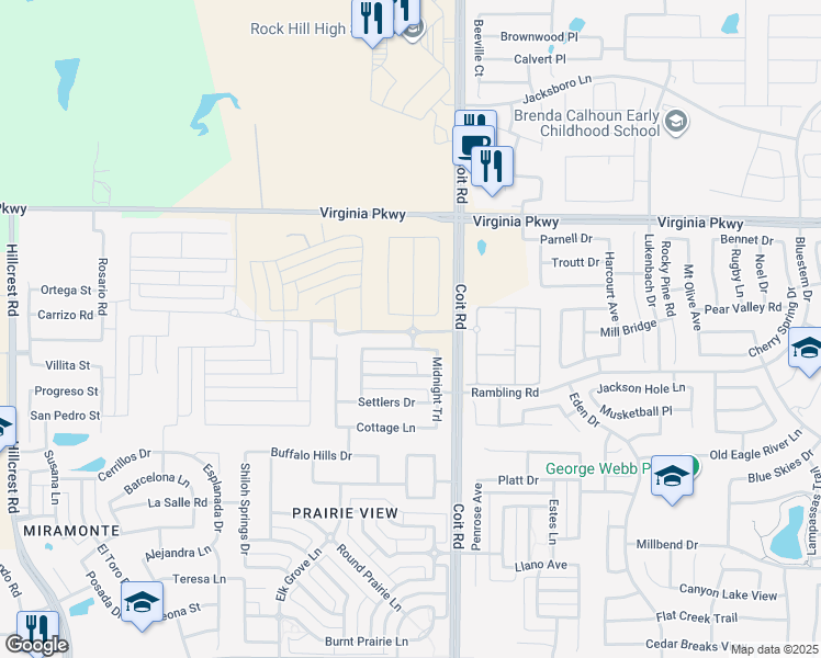 map of restaurants, bars, coffee shops, grocery stores, and more near 12522 Dove Chase Lane in Frisco