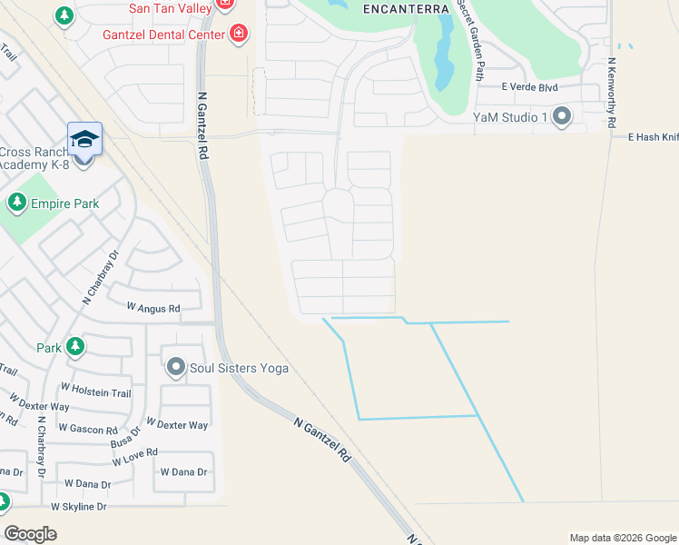 map of restaurants, bars, coffee shops, grocery stores, and more near in Queen Creek