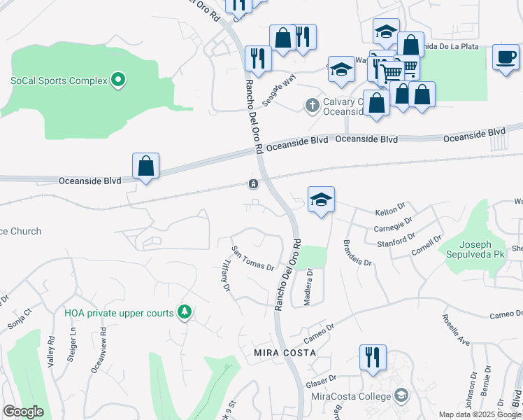 map of restaurants, bars, coffee shops, grocery stores, and more near 1906 Sea Cliff Way in Oceanside