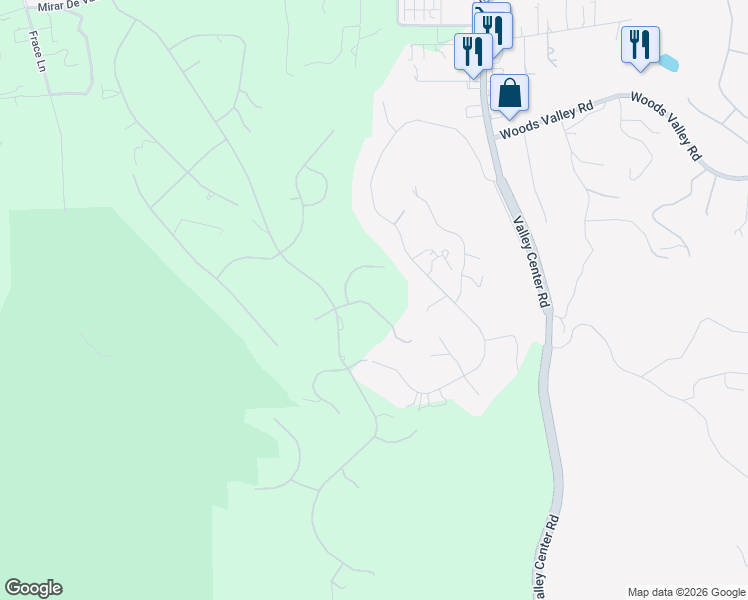 map of restaurants, bars, coffee shops, grocery stores, and more near 13140 Bridlewood Lane in Valley Center