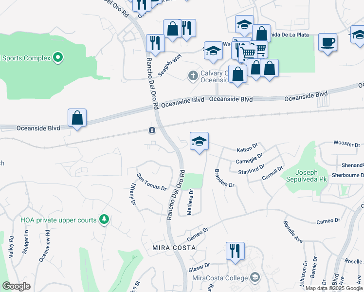 map of restaurants, bars, coffee shops, grocery stores, and more near 807 Sea Cliff Way in Oceanside