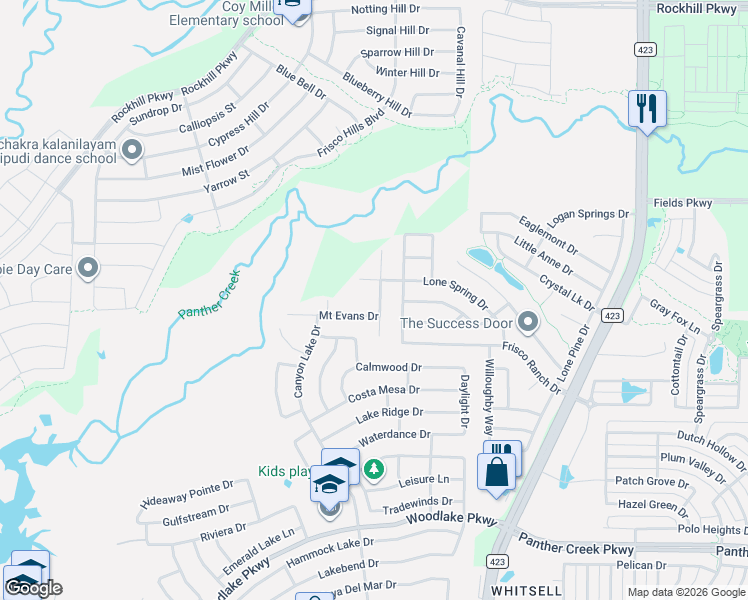 map of restaurants, bars, coffee shops, grocery stores, and more near 15109 Lone Spring Drive in Little Elm